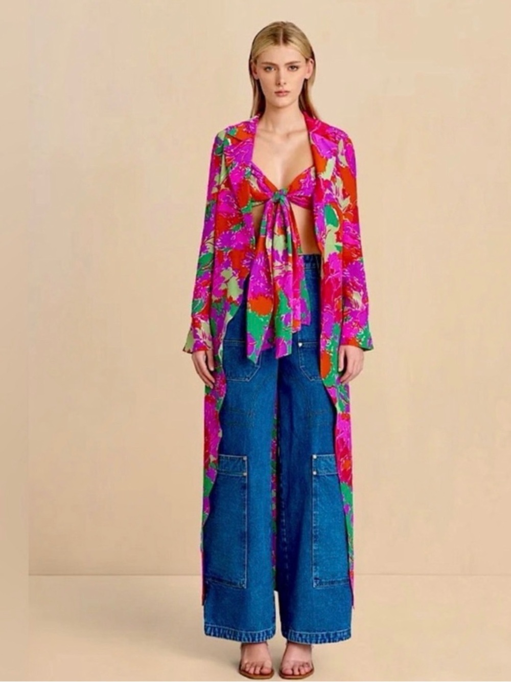 Cult Gaia Multicolor Floral Rea Blouse New M